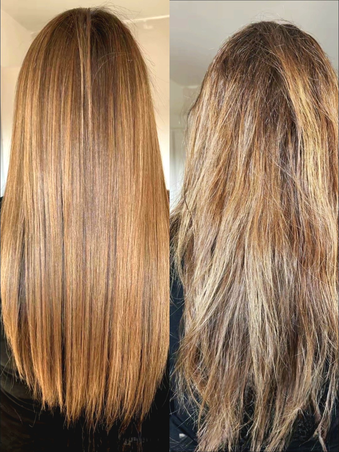 Résultat avant après du soin reconstruction capillaire Organiqplex sur cheveux abîmés et sensibilisés