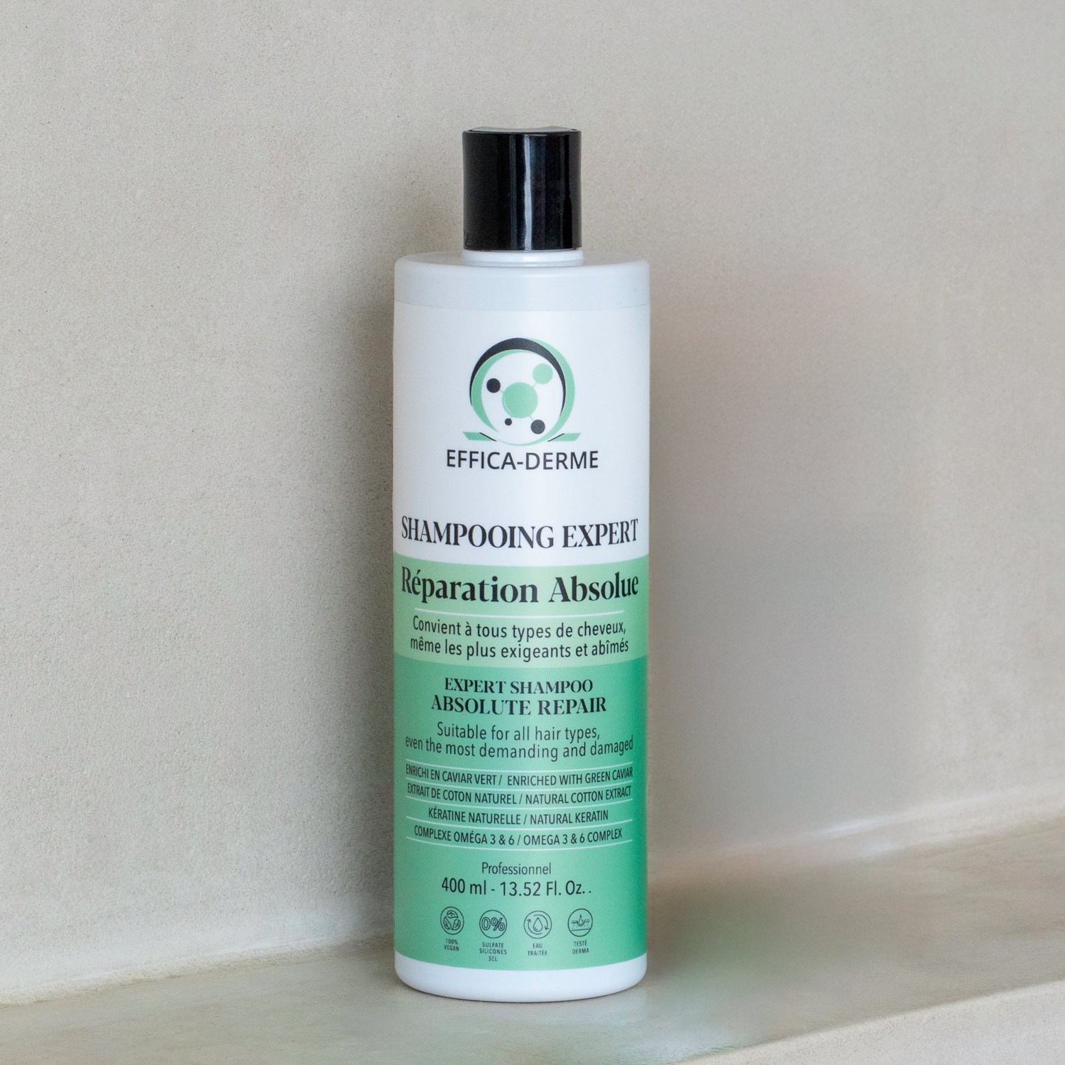 Shampooing Expert Réparation Totale 0 % – Pour cheveux secs et abîmés 400ml